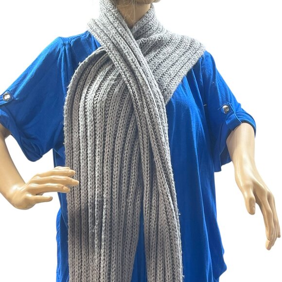 Juicy Couture Scarf Soft Lining Jeweled Neck Warmer Gray Metallic Cable Knit - Picture 3 of 11